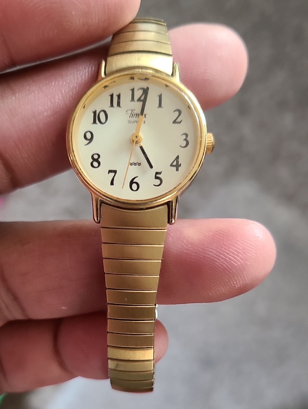 Timex Gold and White Dial Stretch Bracelet Watch